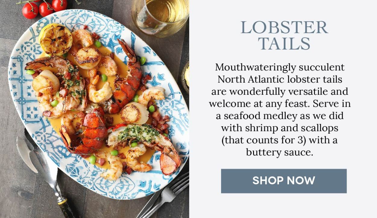 Mouthwateringly succulent North Atlantic lobster tails served with shrimp and scallops in a buttery sauce, perfect for the Christmas Seven Fishes Feast.